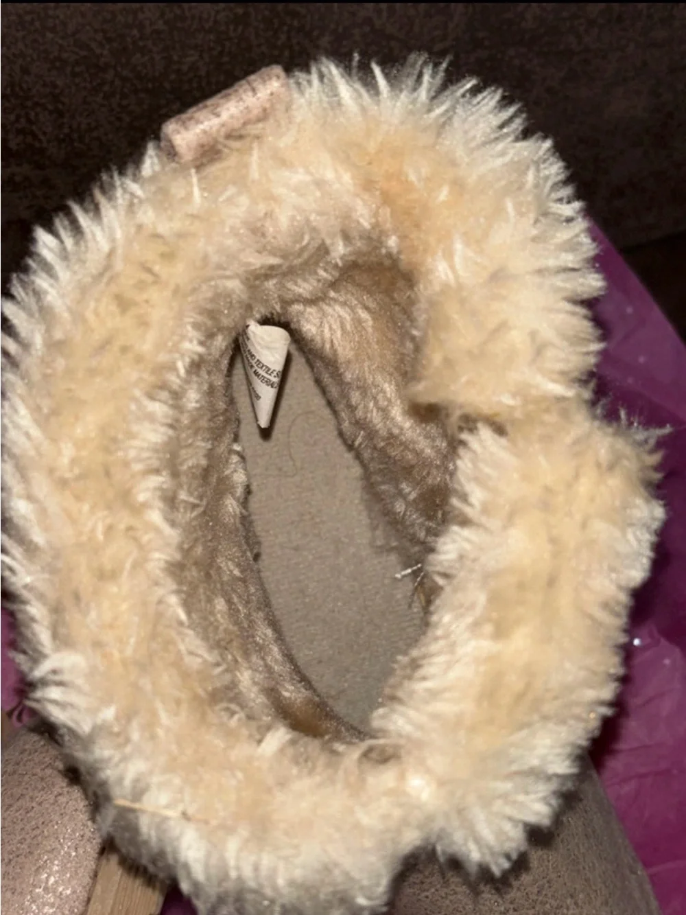 Girls Faux Fur Lined Ankle Boots in beige